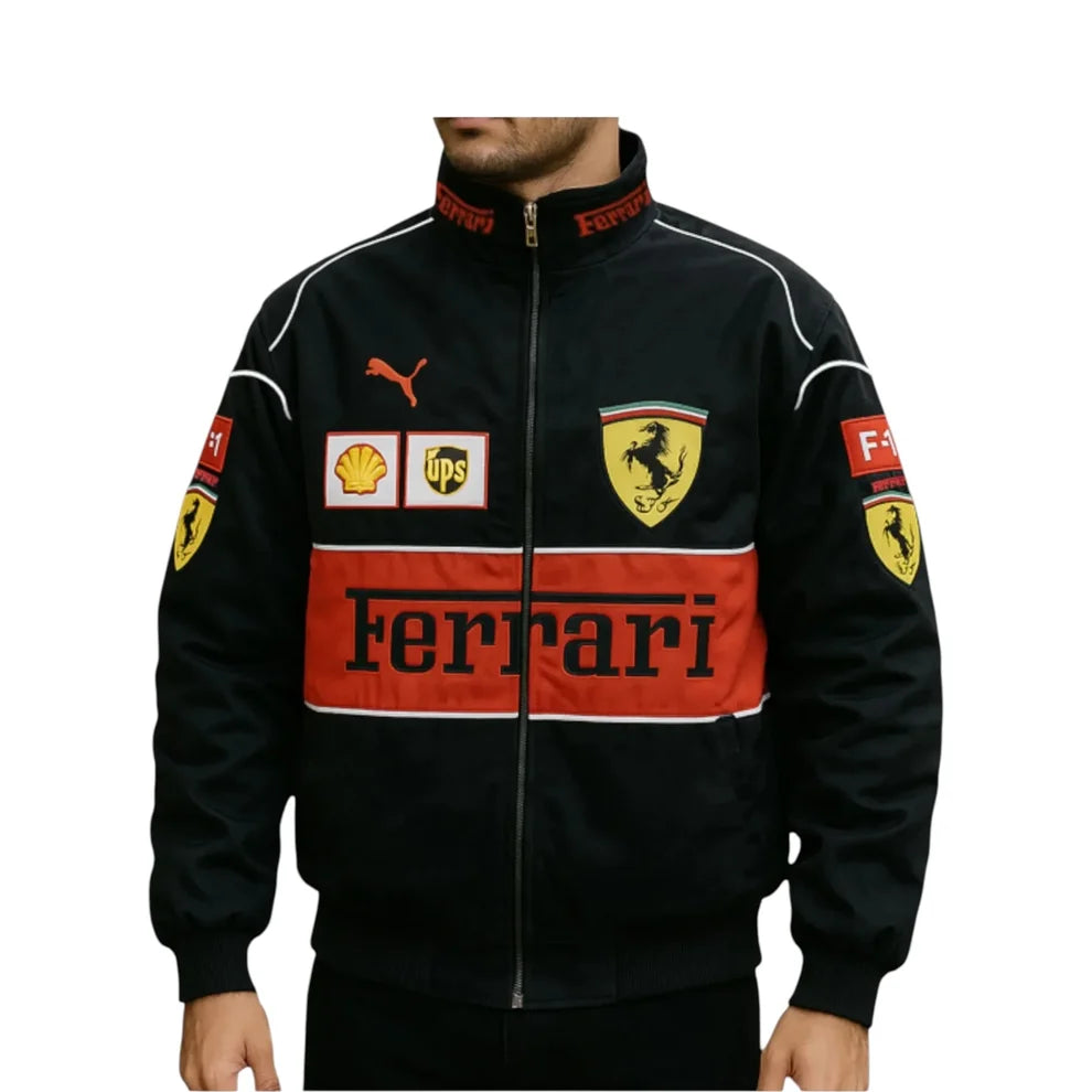 Black Ferrari F1 Jacket | Vintage Scuderia Motorsport Wear
