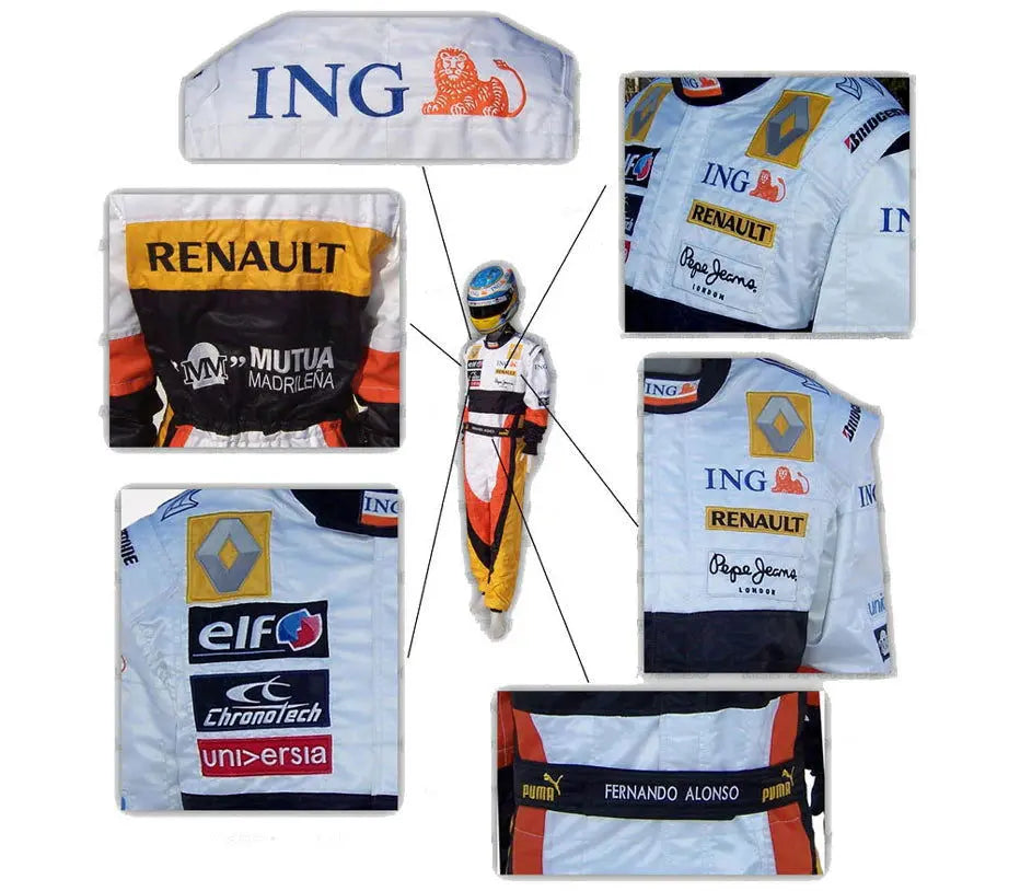 2008 Fernando Alonso Renault F1 Embroidered Racing Suit_Xtreme_Racegear