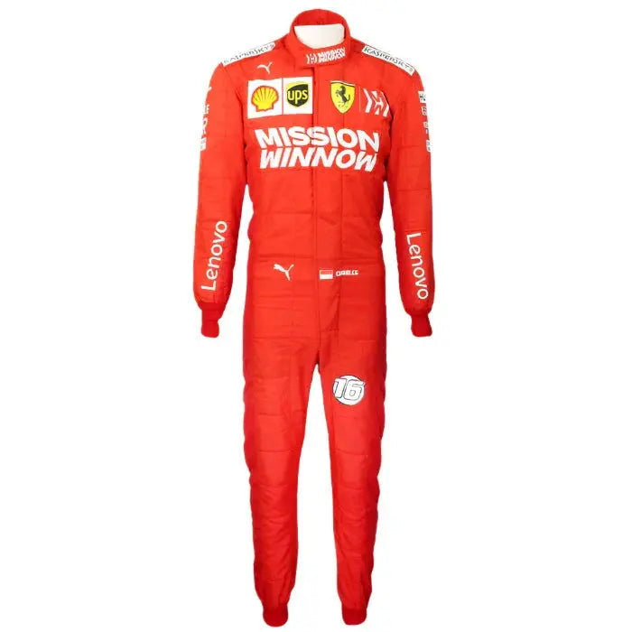 2019 Charles Leclerc Ferrari Mission Winnow F1 Embroidered Racing Suit_Xtreme_Racegear