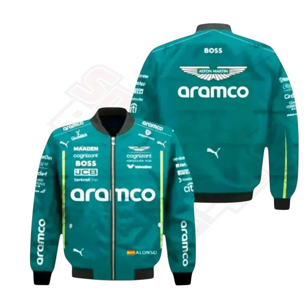 Fernando Alonso Aston Martin F1 bomber jacket back 741