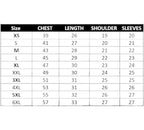 Shirt Size chart Xtreme Race Gear