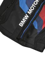 bmw-downforce-mens-black-leather-riding-jacket-front zoom xtreme race gear