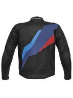bmw-downforce-mens-black-leather-riding-jacket-back xtreme race gear