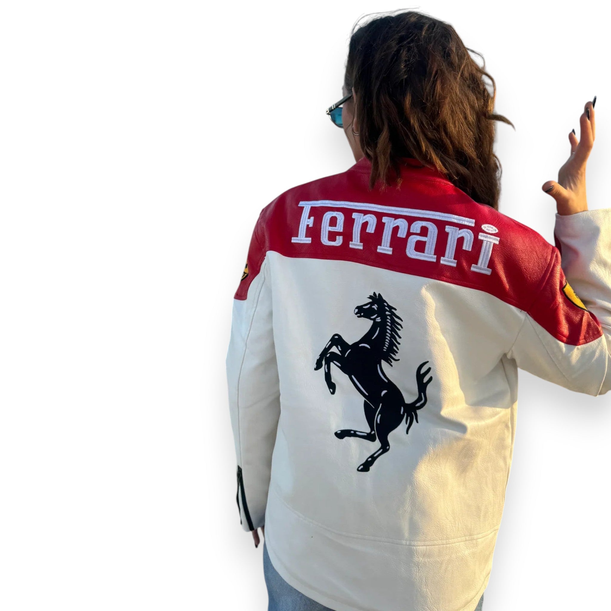 Ferrari White & Red Genuine Leather Jacket - SLIKDRIP® Limited Drop 
Xtreme Racegear