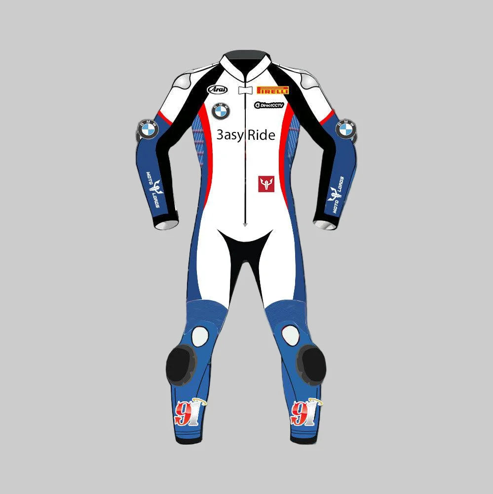 Leon Haslam BMW WorldSBK motorcycle racing suit front