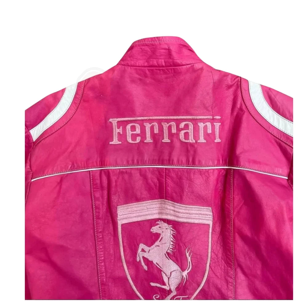 pink-ferrari-f1-leather-racing-jacket-back _xtreme race gear