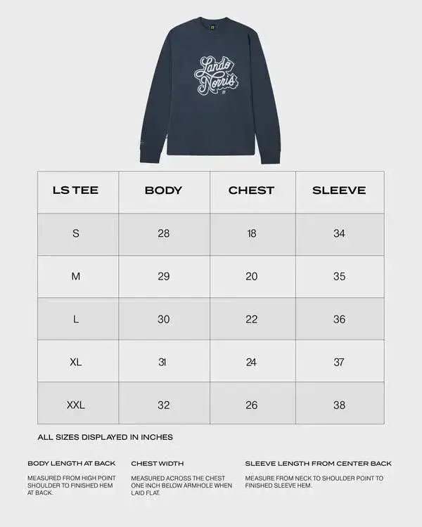 SCRIPT PETROL BLUE LONG SLEEVE TEE - Xtreme_Racegear