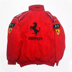 Vintage Ferrari Racing Embroidery Stylish Winter F1 Jacket - Xtreme_Racegear