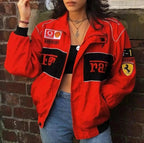 Vintage Ferrari Racing Embroidery Stylish Winter F1 Jacket - Xtreme_Racegear
